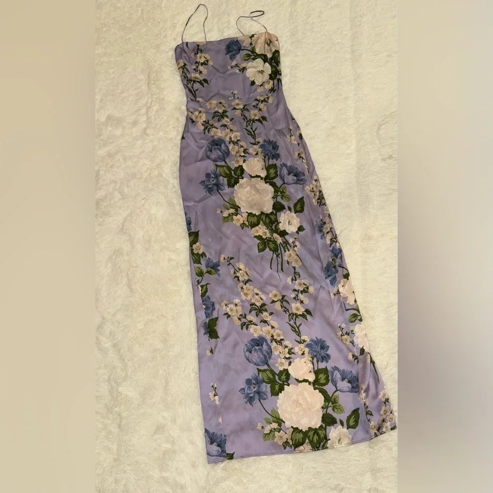 Reformation Frankie Floral Maxi Dress in Lavender and Green - Picture 3 of 8